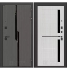Входная дверь Лабиринт CARBON 02  (Сандал белый, стекло черное)
